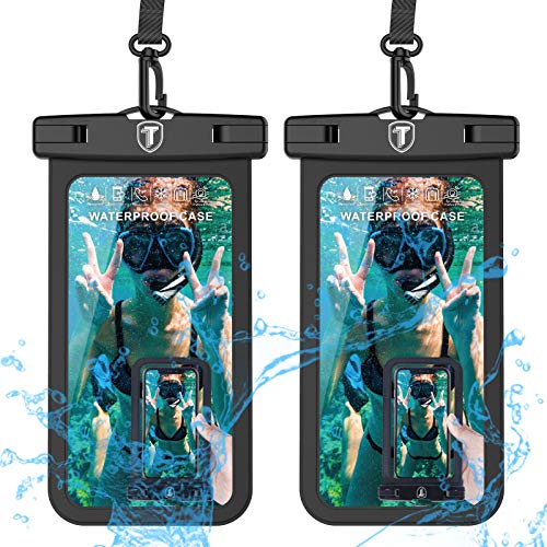 Tekcoo Waterproof Phone Case 2-Pack IPX8 Black Pouch Dry Bag for Samsung Galaxy S24 Ultra Plus Note 20 S23 S22 S21 FE A14 A03S A15 A23 iPhone 15 14 13 12 Pro Max XR SE Moto G Stylus Power Edge 5G UW