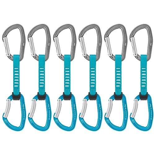 Petzl DJINN AXESS Quickdraws - 6-Pack of Durable, Lightweight Quickdraws for Sport, Trad, and Aid Climbing - Turquoise - 11 cm