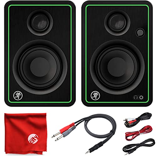 Mackie CR3-X 3-Inch Creative Reference Multimedia Monitors Bundle with Dual 1/4' Stereo to 3.5mm Cable