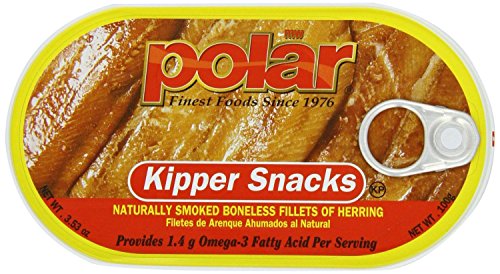 Polar Kipper Snacks - Smoked & Boneless Herring Fillets (Pack of 4) 3.53 oz Cans