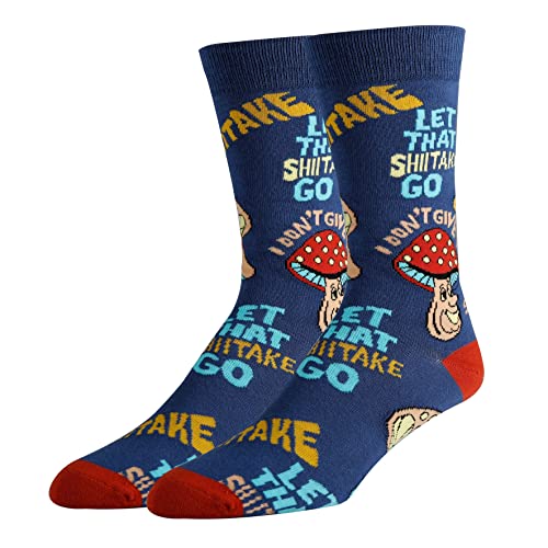 Mens Novelty Funny Mushroom Crew Socks, Let that Shhh, Colorful Dress Cotton Socks Crazy Cool Socks