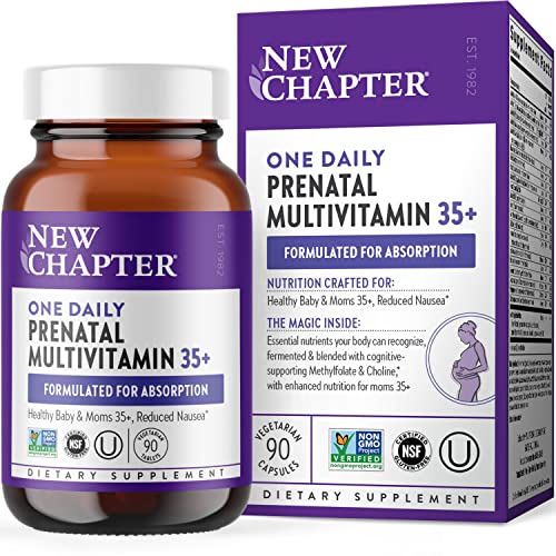 New Chapter Prenatal Vitamins, One Daily Prenatal Multivitamin Enhanced for Age 35+ with Methylfolate + Choline for Healthy Mom & Baby, Gluten Free & Non-GMO- 90 ct