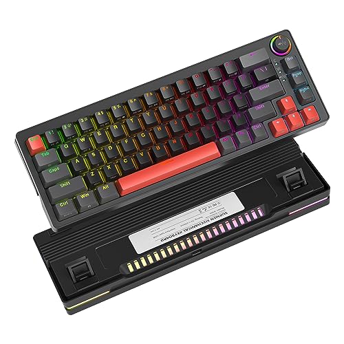 Guffercty kred 65% Percent Gaming Keyboard Hot-Swappable with Side Light Strip, 68 Keys Wired Mechanical Keyboard with Knob Arrow Keys RGB Backlight for Win/Mac (68 Black)