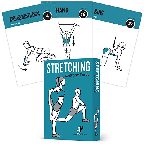 NewMe Fitness Stretching Workout Cards - Instructional Fitness Deck for Women & Men, Beginner Fitness Guide to Training Exercises at Home or Gym