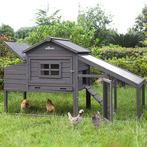 Aivituvin Wooden Chicken Coop, Large Outdoor Hen House with Nest Box Poultry Cage, Rabbit Hutch - Waterproof UV Panel 69in