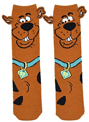 Hyp Scooby Doo Full Character Cosplay Soft Fuzzy Crew Socks with Embroidered Ears