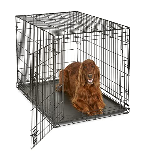 New World Newly Enhanced Single Door New World Dog Crate, Includes Leak-Proof Pan, Floor Protecting Feet, & New Patented Features, 42 Inch