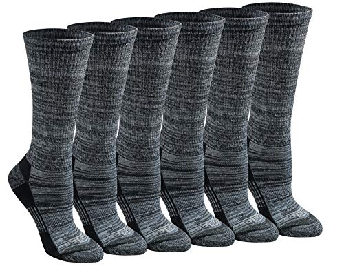 Dickies Women's Dri-tech Moisture Control Crew Socks Multipack, Black Marl (6 Pairs), Shoe Size: 6-9