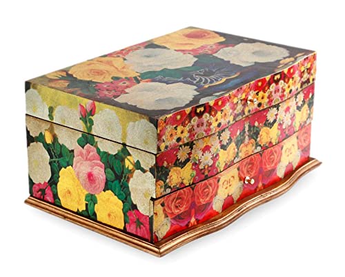 NOVICA Handcrafted Decoupage Jewelry Box, Bright Bouquet'