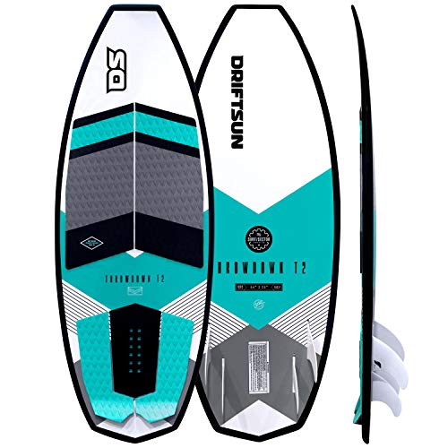 Driftsun Wakesurf Board - 4' 6' Length Custom Wakesurfer Style T2 Throwdown Wake surf, Quad Fin Set Included