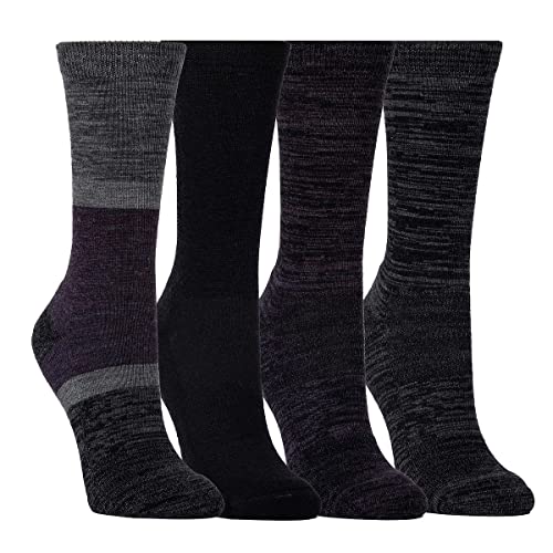 Kirkland Signature Women Extra-Fine Merino Wool Blend Crew Sock, 4-pair (Black)