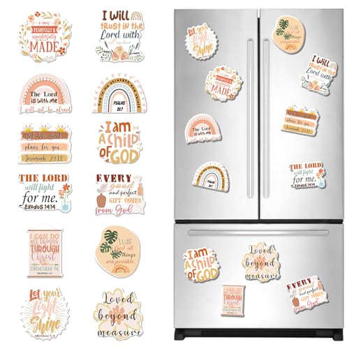 Inspirational Bible Verse Refrigerator Magnets - Thrist 12PCS Boho Bible Verse Magnets for Fridge Motivational Religious Jesus Phrase Scripture Refrigerator Magnets for Home Kitchen Office Decor