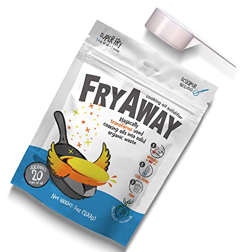 FryAway Super Fry Cooking Oil Solidifier, Solidifies up to 20 Cups - Plant-Based Cooking Oil SolidifierPowder that Turns Used Oil to Hard Oil and Organic Waste - Easy to Use, Made in the USA