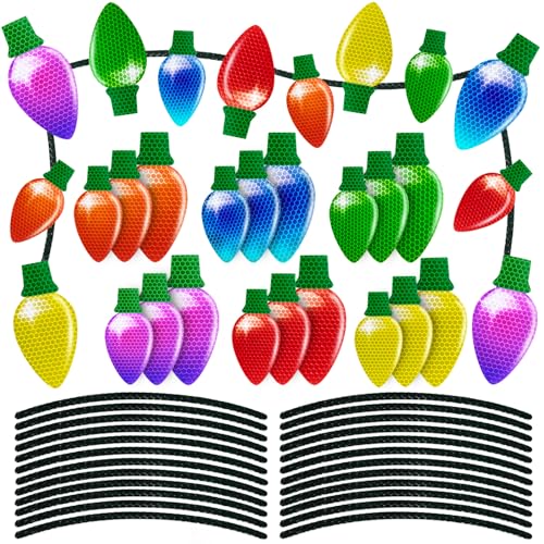 90 Pieces Christmas Car Refrigerator Decorations - 42 Reflective Bulb Light Shaped Magnets 48 Magnetic Wires Ornaments Set Xmas Holiday Cute Decor