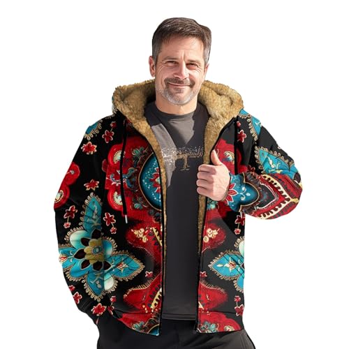 Jackets for Men Leather Coat Men Mens Sherpa Lined Flannel Men's Flannel Jacket Men's Trench & Rain Coats Suede Jacket Men Men's Winter Coat Fleece Pullover Flannel Jacket for Men（4-Red,Medium）