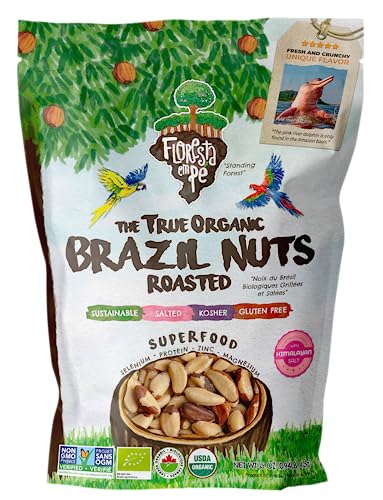 The True Organic Premium Brazil Nuts (15oz) Roasted & Himalayan Salt | Kosher | Non-Gmo | Certified Organic | No Oil | Fresh | Vegan | Gluten Free | Keto and Paleo Friendly | Sustainably Harvested
