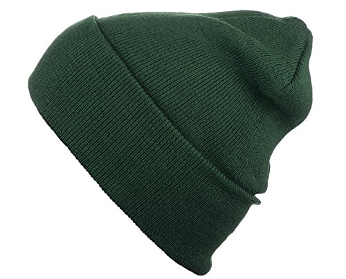 Cap911 Unisex Plain 12 inch Long Beanie - Many Colors Hunter Green