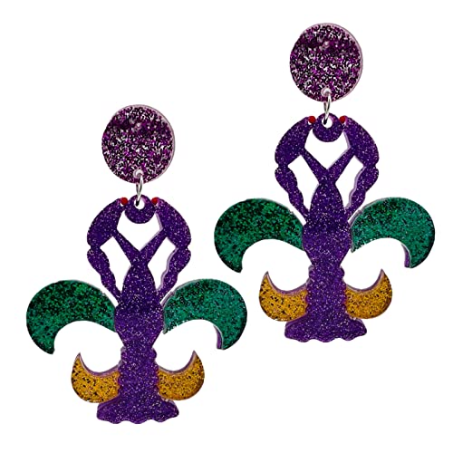 Crawfish Earrings for Women - Mardi Gras Earrings for Women Dangle - Mardi Gras Accessories - Crawfish Jewelry - Mardi Gras Jewelry (The Crawfish)