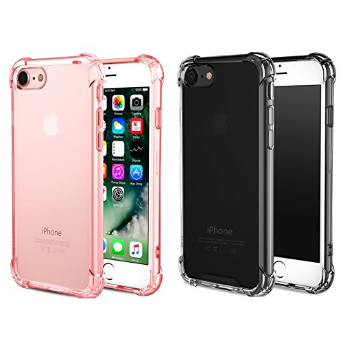CaseHQ [2pack Rosegold+ClearBlack] Crystal Clear Case Compatible with iPhone 6, 6s Phone, Shock Absorption case Bumper Slim Fit,Heavy Duty Protection TPU Cover