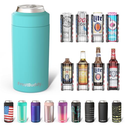 Frost Buddy Universal Can Cooler - Fits all - Stainless Steel Can Cooler for 12 oz & 16 oz Regular or Slim Cans & Bottles - Stainless Steel