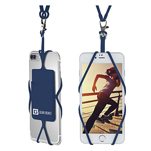 Gear Beast Cell Phone Lanyard - Universal Neck Phone Holder w/Card Pocket and Silicone Neck Strap - Compatible with Most Smartphones, Sailor Blue