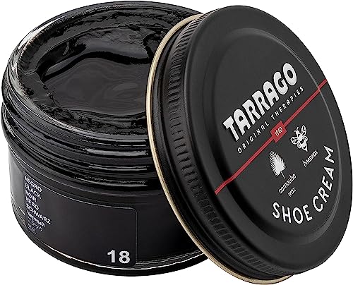 Tarrago Shoe Cream - Professional Shoe Polish with Carnauba Wax to Re-Color and Polish - Smooth Leather Shoes and Boots- Over 100 Colors - 50 Ml/ 1.7Fl. Oz - Black #18