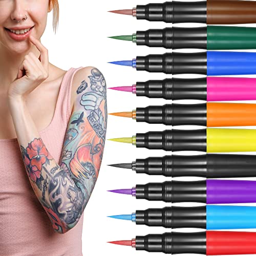 Jim&Gloria Temporary Tattoo Pens Fake Tattoos Kit Removable Face Body Tattoo Paint Markers For Halloween Men Women Teen Girls Trendy Stuff, Unique Trending Gifts For Teenage Boys Kids Or Adult