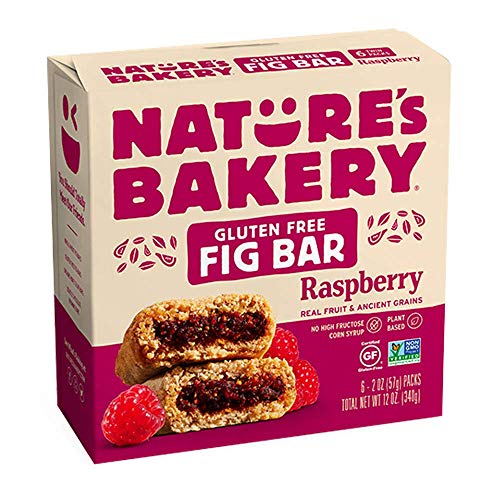 Nature's Bakery Gluten Free Fig Bars, Raspberry, Real Fruit, Vegan, Non-GMO, Snack bar, 1 box with 6 twin packs (6 twin packs)