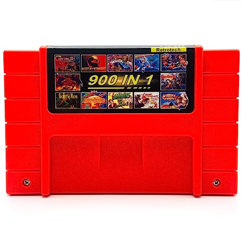 Super 900 In 1 Cartridge For SNES Super Nintendo 16Bit Game Console - Red