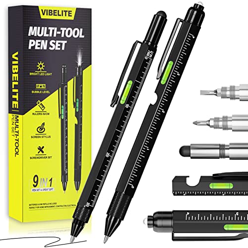Gifts for Men Dad Him, 9 in 1 Multitool Pen Set, Gadgets for Men Gifts for Dad, Stocking Stuffers for Men Birthday Christmas Gifts for Men, Him, Husband, Father, Grandpa, Black