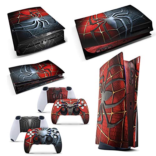 PS5 Disk Console Spider Skin Decal Vinal Sticker + 2 Controller Skins Set