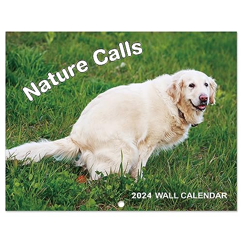 Gag Gifts - 2024 Wall Calendar, White Elephants Pooping Dogs, Calendar 2024 from Jan.2024 to Dec.2024, 12 Monthly Calendar Planner, Wall Calendar 2024, Funny Calendar for Family, Friends