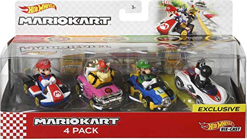 Hot Wheels Mario Kart Characters and Karts as Hot Wheels Die-Cast Toy Cars 4-Pack (Amazon Exclusive)