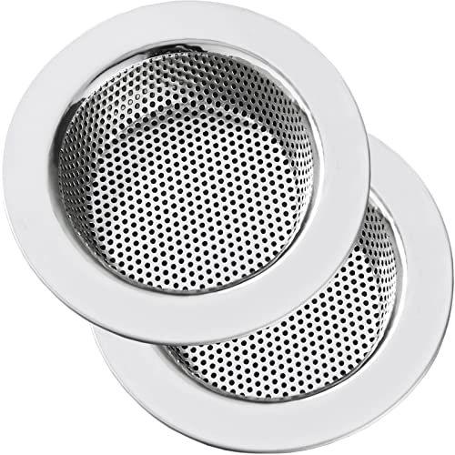 Kitchen Sink Strainer Stainless Steel, LASSHSWA Kitchen Sink Drain Strainer, Sink Strainers for Kitchen Sinks with Large Wide Rim 4.5' Diameter (2 Pack)