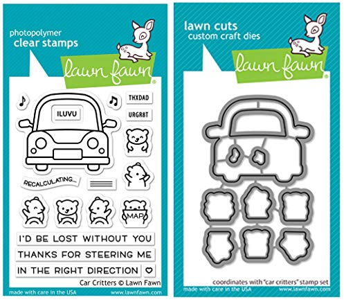 Lawn Fawn Car Critters 3'x4' Clear Stamp Set and Coordinating Die (LF2338, LF2339)