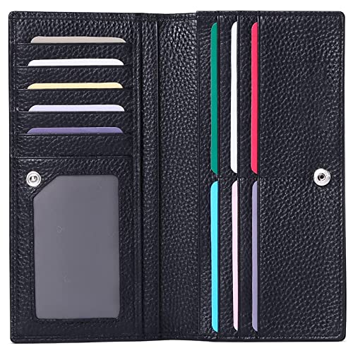 GOIACII Wallets for Women RFID Blocking Ultra Slim Real Leather Credit Card Holder Clutch
