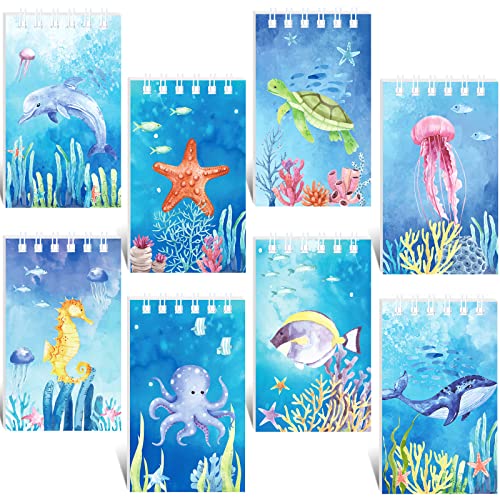 24 Pack Mini Ocean Animals Notebooks Under The Sea Party Favor Set Sea Animal Spiral Pocket Notepads Underwater World Memo Books for Classroom Rewards Supplies Kids Party and Home Office Accessories