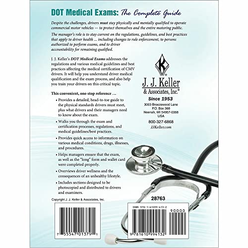 DOT Medical Exams: The Complete Guide Handbook (5' W x 7' H, English, Spiral Bound) - J. J. Keller & Associates - Provides Guidelines for Meeting Health Requirements for Driving a CMV