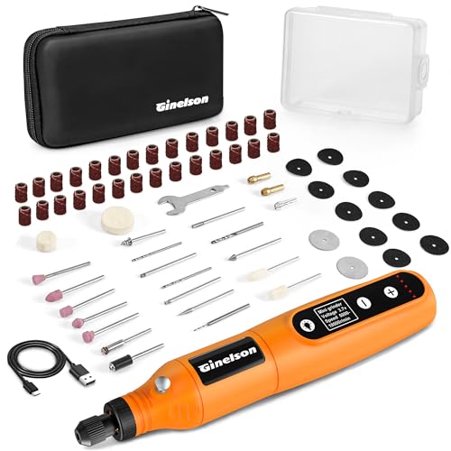 GINELSON Cordless Rotary Tool, 2000 mAh Battery Pack, 5-Speed and USB-C Charging Rotary Tool Kit with 70 Accessories, Multi-Purpose 3.7V Power Rotary Tool for Sanding, Polishing, Engraving, DIY Crafts
