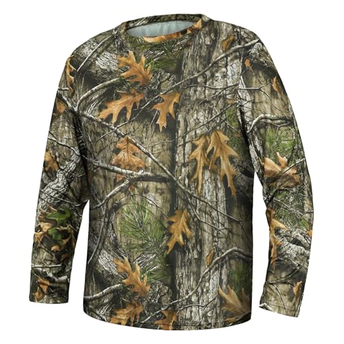 LOOGU Men's Camo Shirt Lightweight Turkey Hunting Shirt Camouflage Shirts for Men Long Sleeve Shirt