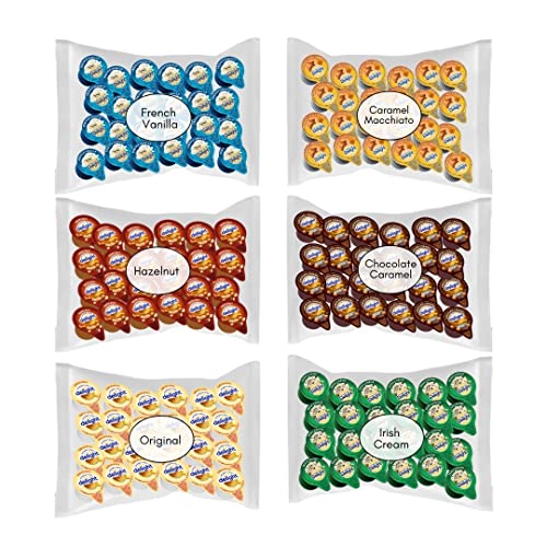 International Delight Liquid Creamer Singles - 6 Flavor Assortment (144 Pack) *Custom Leak Resistant Packaging* (Irish Cream, Vanilla, Hazelnut, Original, Sweet Cream & Caramel Macchiato)