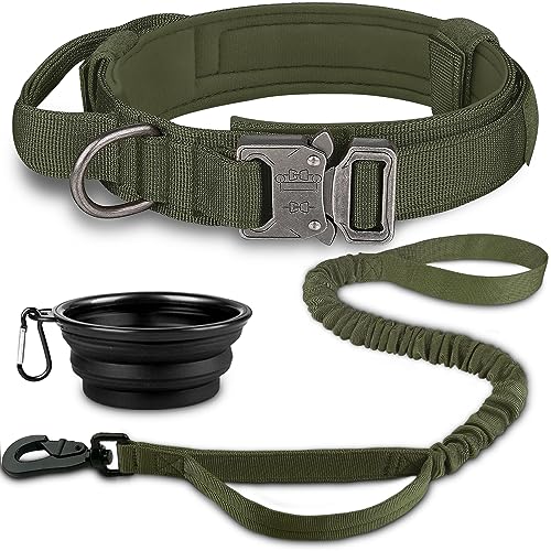 COOYOO Dog Collar,Tactical Dog Collar, Adjustable Military Training Nylon Dog Collar with Control Handle and Heavy Metal Buckle for Medium and Large Dogs