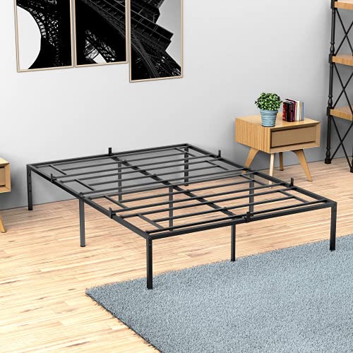 coucheta Full Metal Platform Bed Frame with Sturdy Steel Bed Slats,Mattress Foundation No Box Spring Needed Large Storage Space Easy to Assemble Non-Shaking and Non-Noise Black (Full)