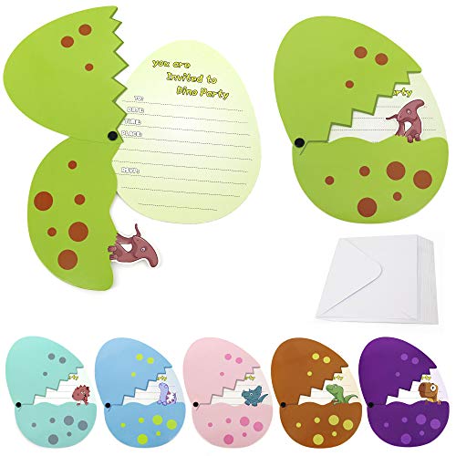 BOSNN Dinosaur Birthday Invitations For Girls Boys Kids Party Invitations with Envelopes Dino Eggs Invites 18 Pieces Dinosaur Invitations Dinosaur Party Supplies