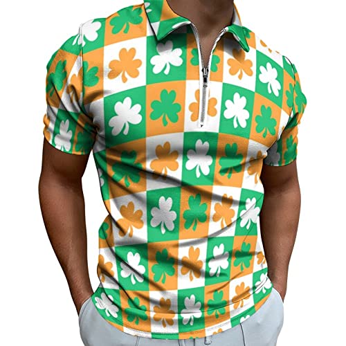 Men's St Patrick's Day Shirt Retro Green Irish Distressed Shamrock T-Shirt St Patricks Day Mens Ireland Pride Tee Shirt Lucky Crop Top St Patty Day Lucky Clover Shirt
