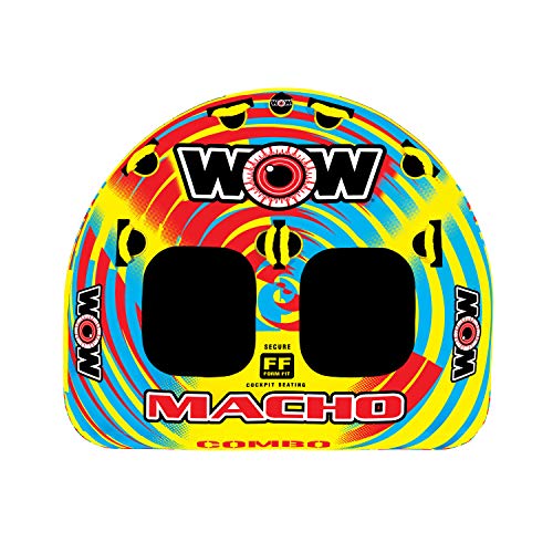 WOW World of Watersports Macho Multiple Riding Positions Tube 1 or 2 Person Inflatable Deck and Cockpit Towable Tube for Boating, 16-1010
