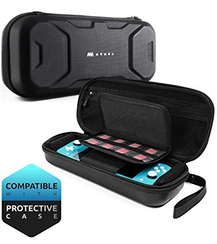Mumba Travel Case for Switch Lite 2019 & Nintendo Switch 2017, Protective Hard Large Capacity Carrying Case (Black)