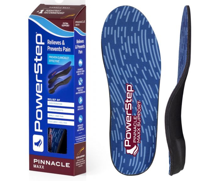 PowerStep Pinnacle Maxx Orthotic Insoles - Orthotics for Overpronation with Maximum Stability & Comfort - Firm + Flexible Angled Heel Style to Help Flat Feet - Heavy Duty Inserts (M 12-13)