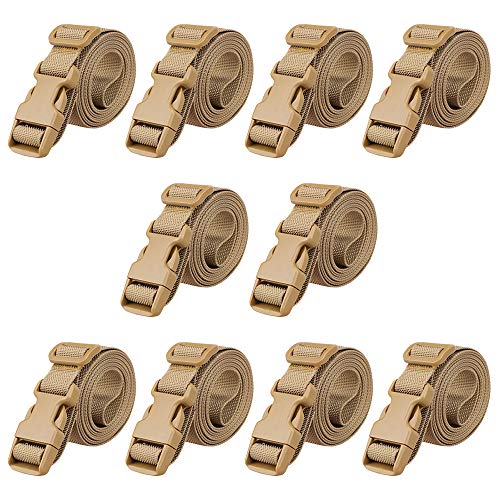 MAGARROW 78' x 1' Strap Buckle Packing Straps Adjustable 1-Inch Belt (Khaki (10-PCS))