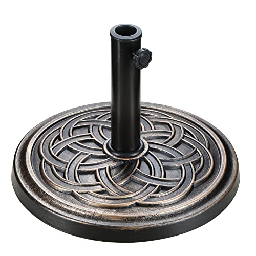 Simple Deluxe 17.72' 24.2 lbs Market Heavy Duty Umbrella Round Stand Base for Patio, Outdoor, Deck, Lawn, Garden, Bronze
